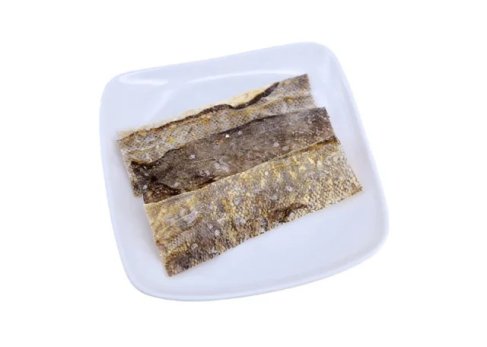 Whole cut dried cod skin